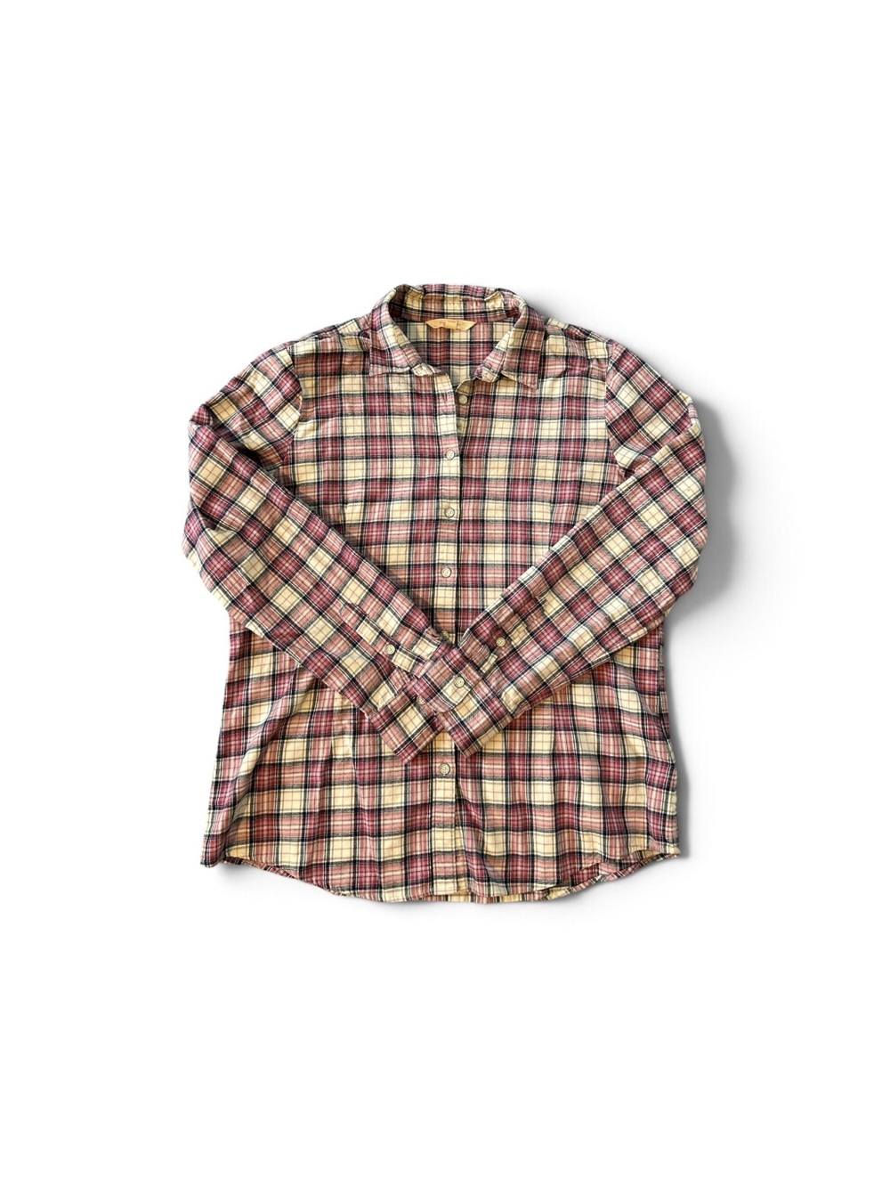 Brooks Brothers Pink, Cream & Brown Plaid Button-Down Shirt